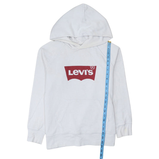 Levi's Mens White Pullover Hoodie M Classic Logo Fleece