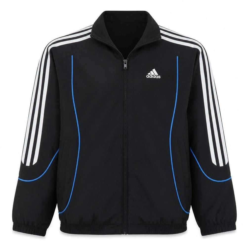 Front view of Adidas boys’ black track jacket 15-16 years full zip sports top