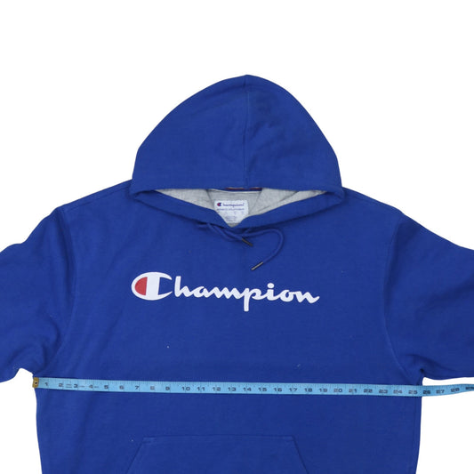 Champion Men's Blue XL Pullover Hoodie Fleece Logo Sweatshirt