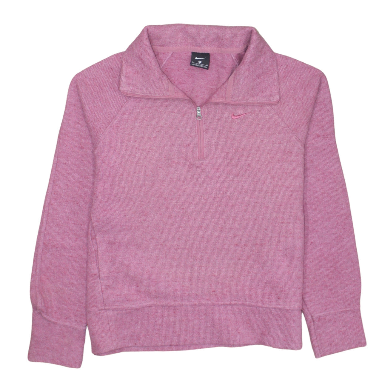 Nike Womens Pink 1/4 Zip Pullover Sweatshirt M Cotton Blend