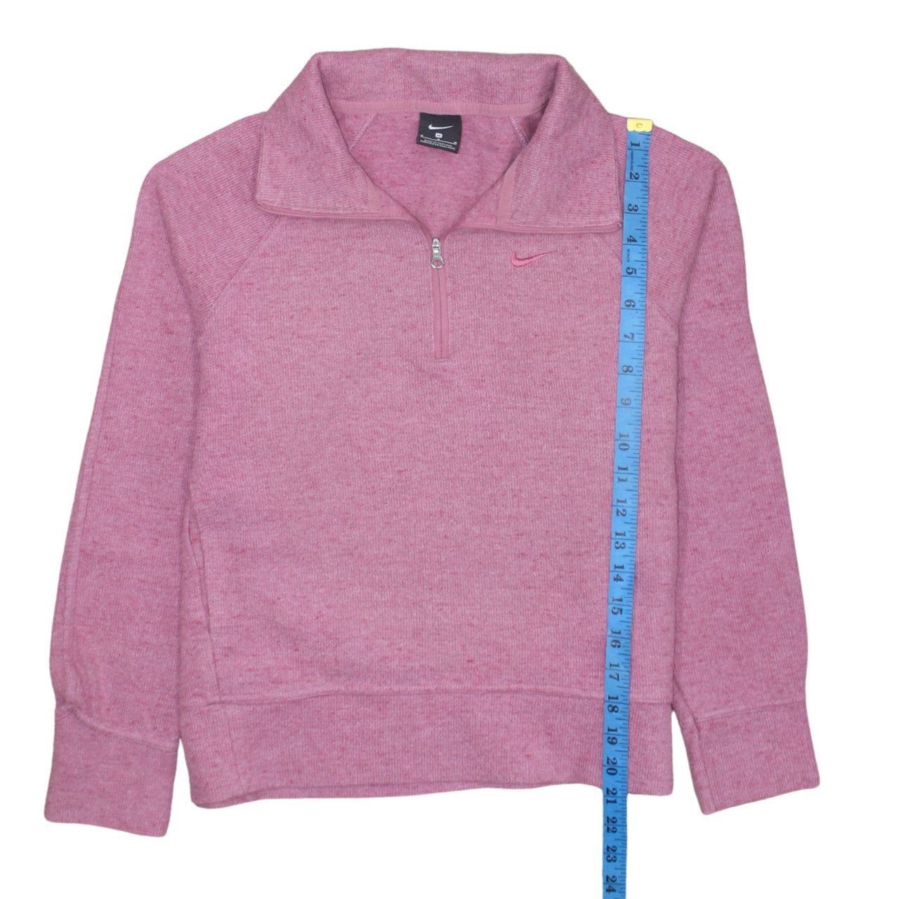 Nike Womens Pink 1/4 Zip Pullover Sweatshirt M Cotton Blend