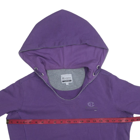 Champion Women Purple Easy Fit Hoodie Pullover S Cotton Blend