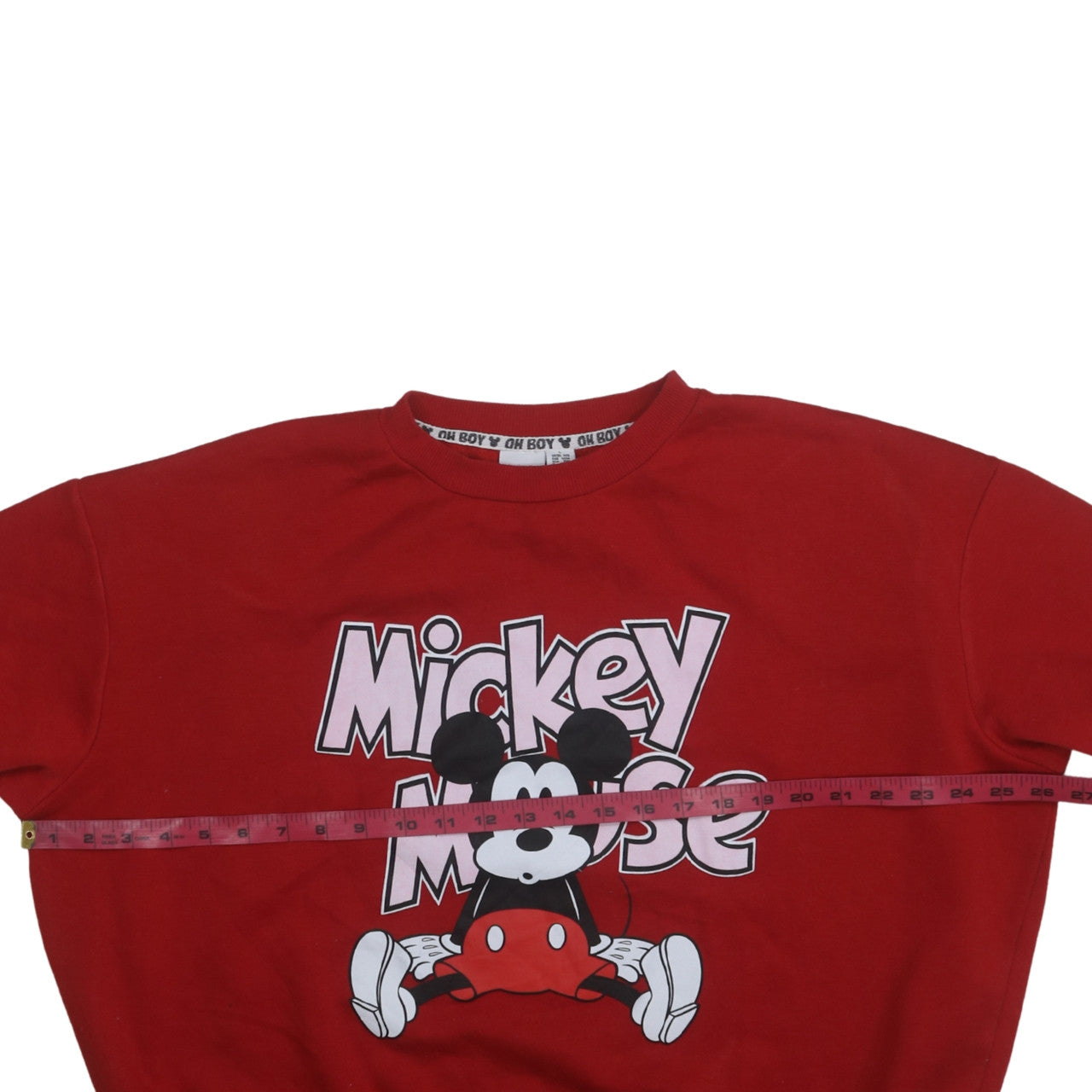 Disney Women Red Mickey Mouse Graphic Pullover Sweatshirt L