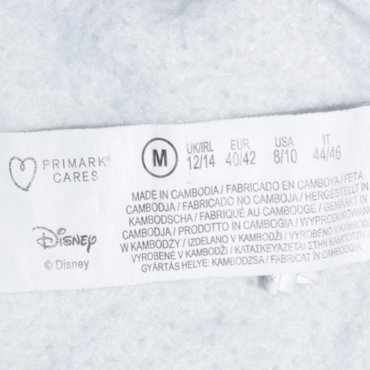 Disney Primark Women Grey Stitch Hoodie Size 12/14 Pullover Cotton Blend