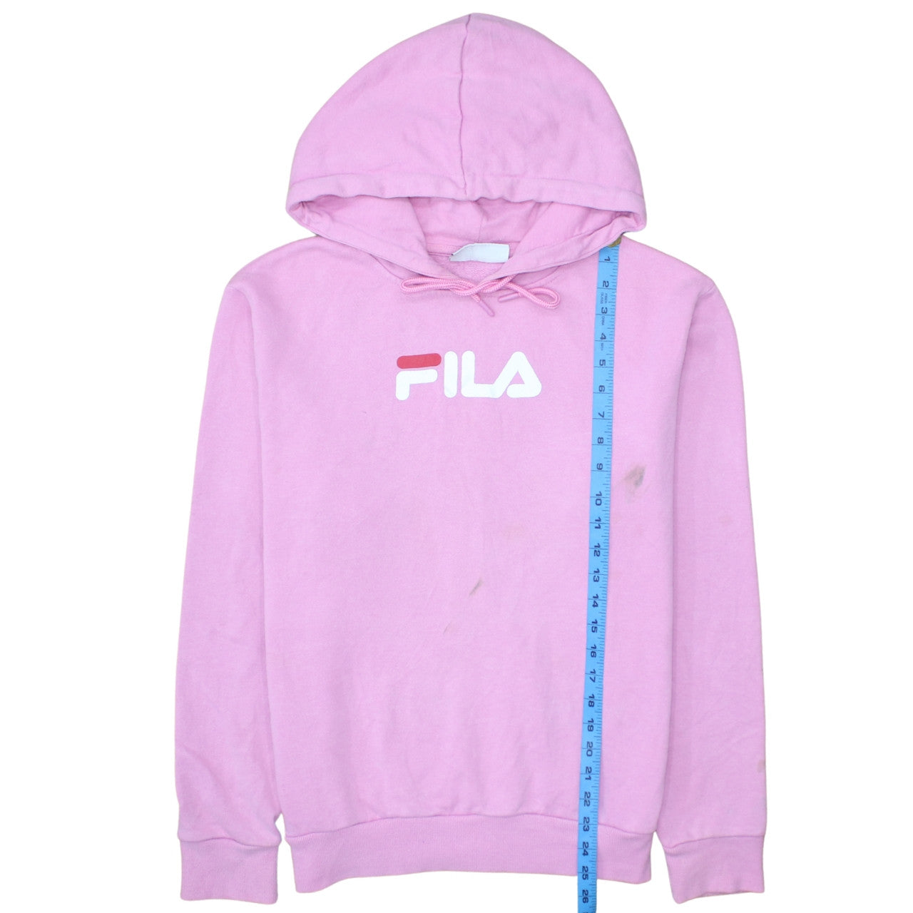 Fila Women Pink Pullover Hoodie Size M Cotton Blend Logo Sweatshirt