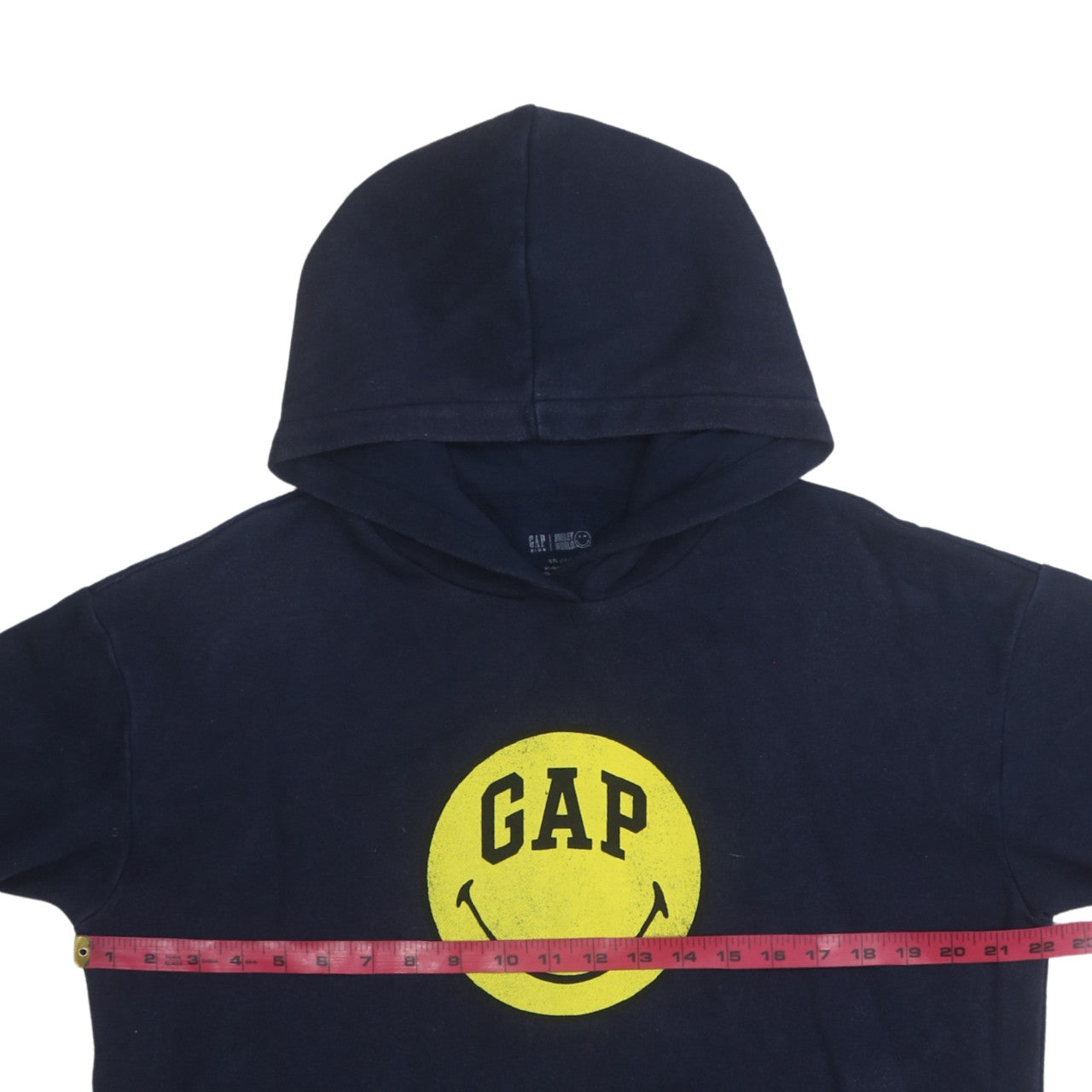 GAP Girls Black Smiley Pullover Hoodie XXL (14-16 Years) Fleece Cotton Blend