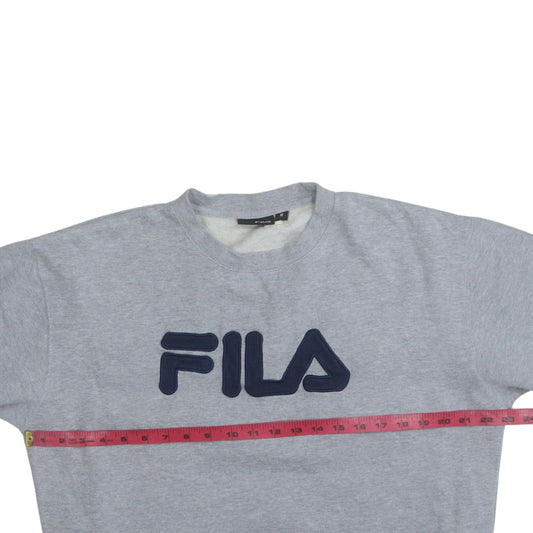 FILA Men's Grey Pullover Sweatshirt M Regular Fit Crew Neck Logo