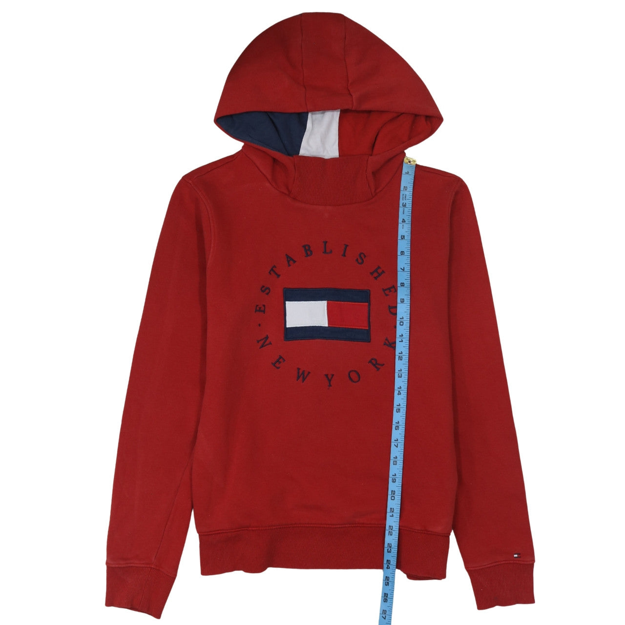 Tommy Hilfiger Boys Red Pullover Hoodie Size 16 Years Logo Graphic