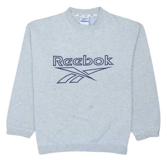Reebok Mens Grey Pullover Sweatshirt Size S Vintage Sports Logo