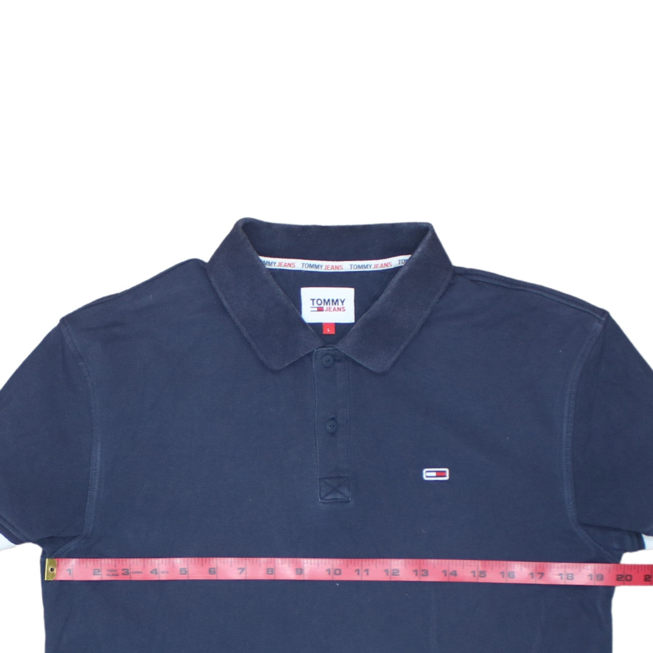 Tommy Jeans Men's Blue Cotton Polo Shirt L Regular Fit