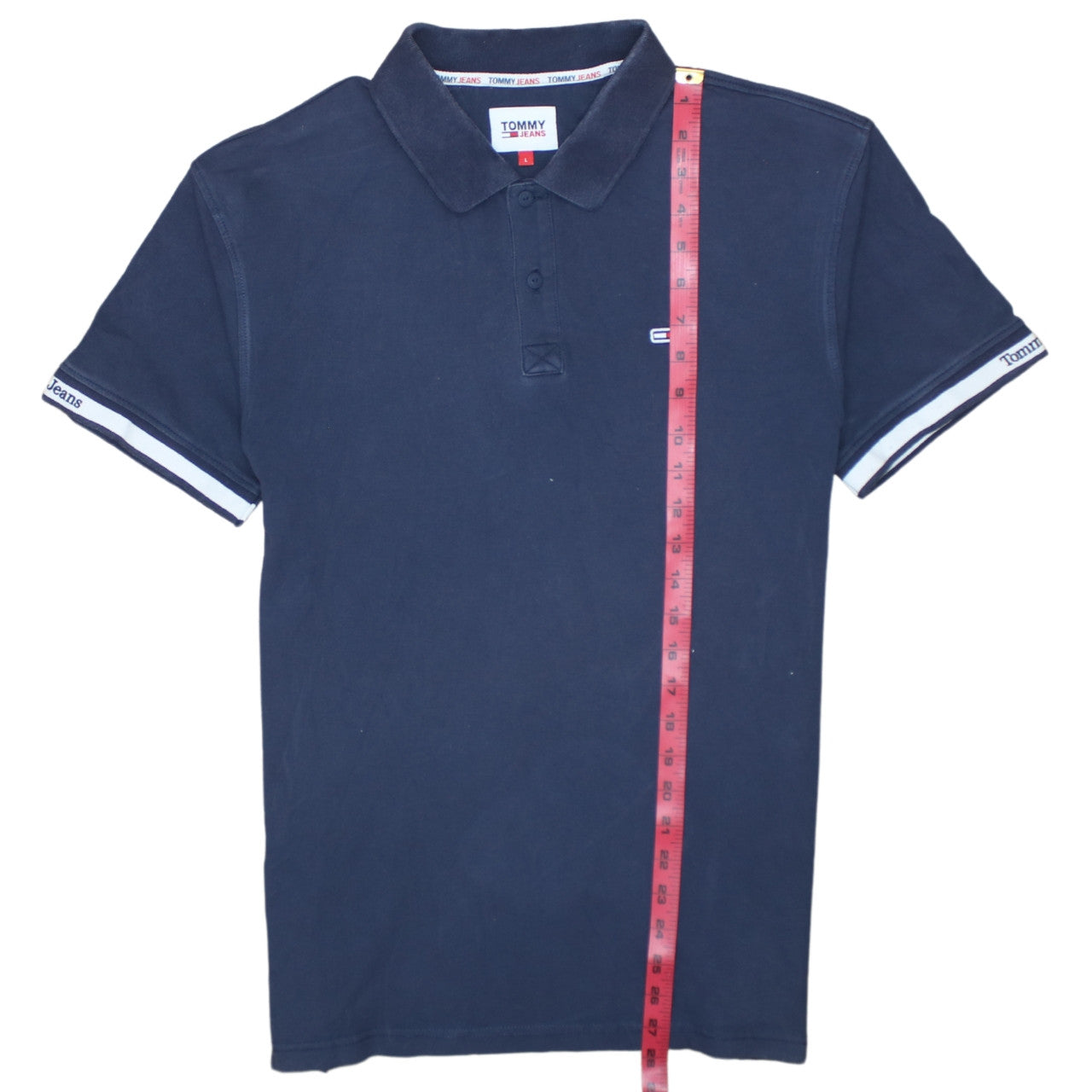 Tommy Jeans Men's Blue Cotton Polo Shirt L Regular Fit