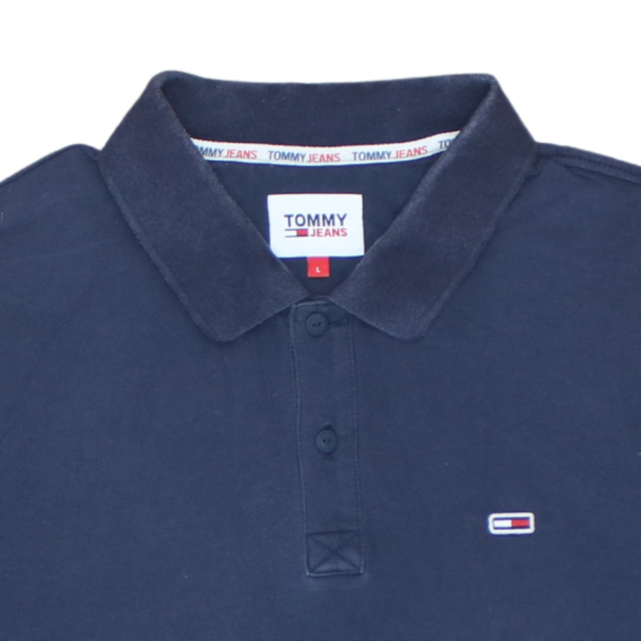 Tommy Jeans Men's Blue Cotton Polo Shirt L Regular Fit