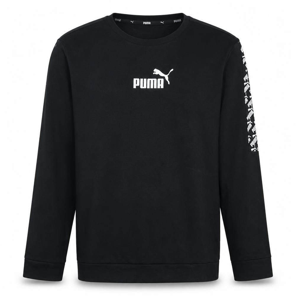 Front view of Puma Men's Black Logo Crew Neck Sweatshirt, size L