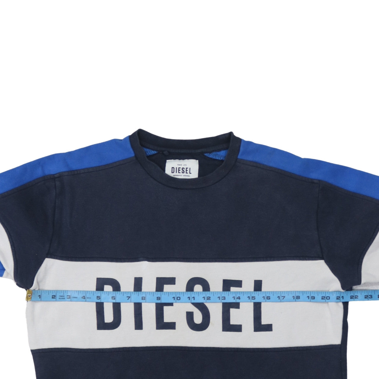 Diesel Men's Blue Logo Pullover Sweatshirt L Regular Fit
