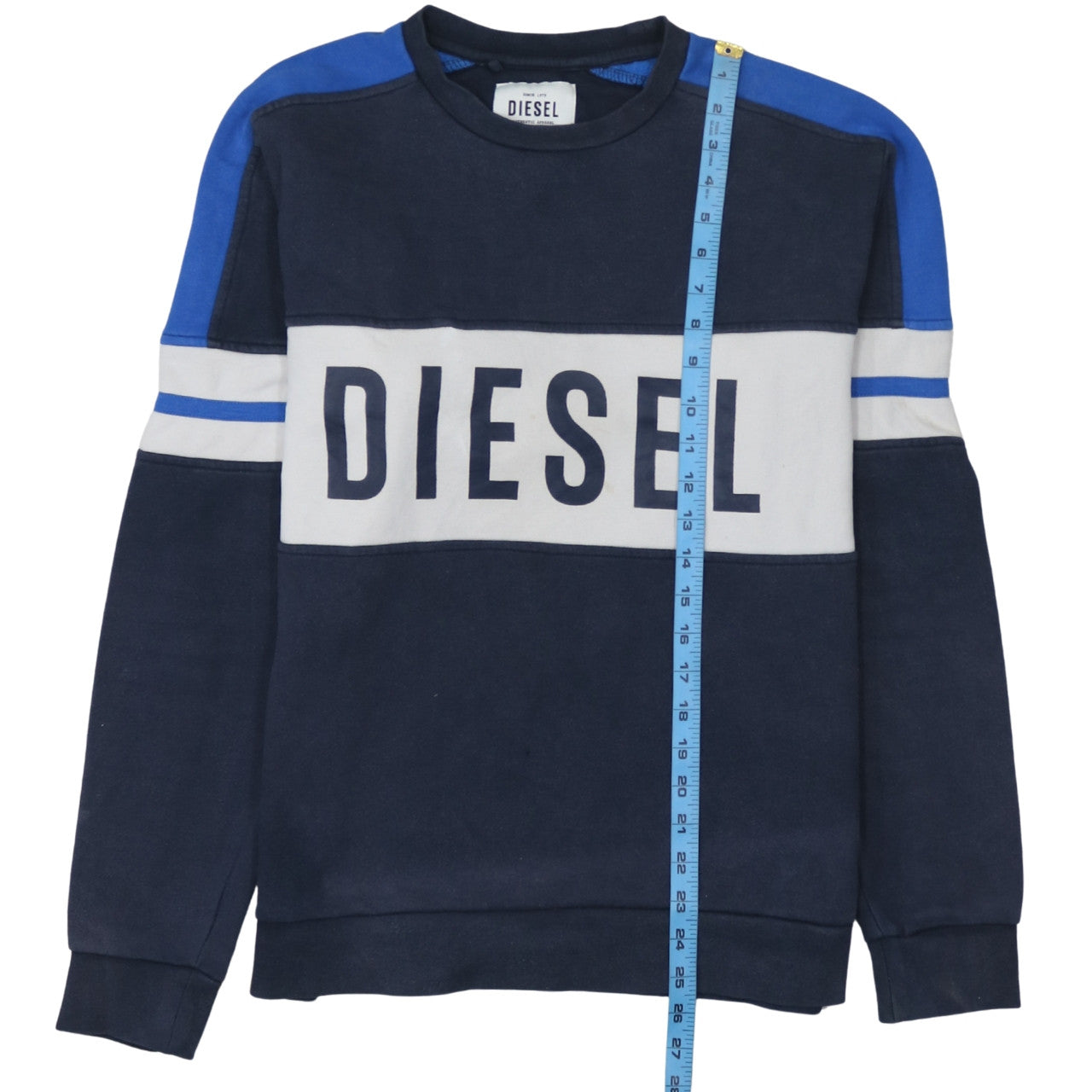 Diesel Men's Blue Logo Pullover Sweatshirt L Regular Fit