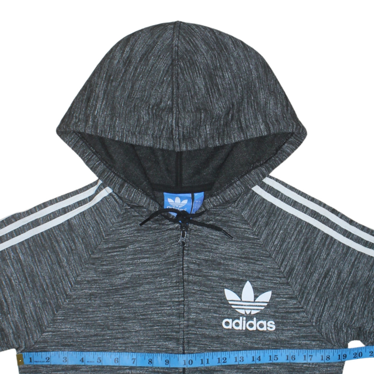 Adidas Men Grey Full Zip Hoodie Small Logo Sportswear Sweatshirt