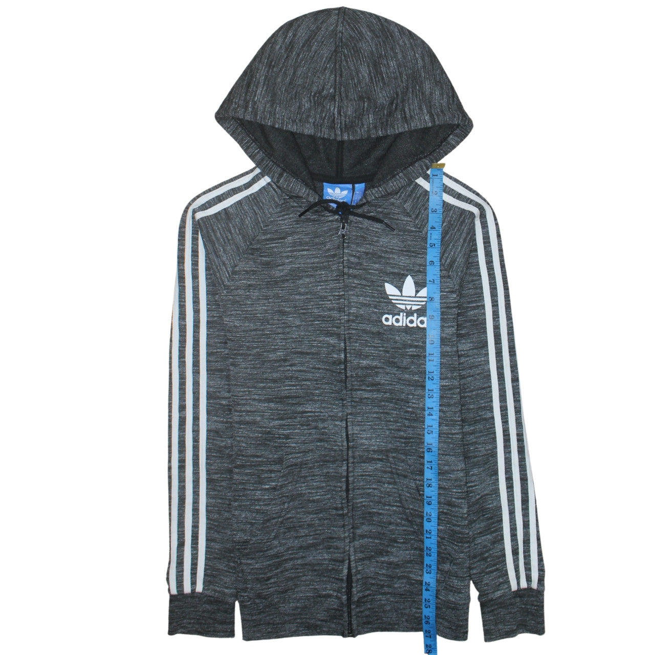 Adidas Men Grey Full Zip Hoodie Small Logo Sportswear Sweatshirt