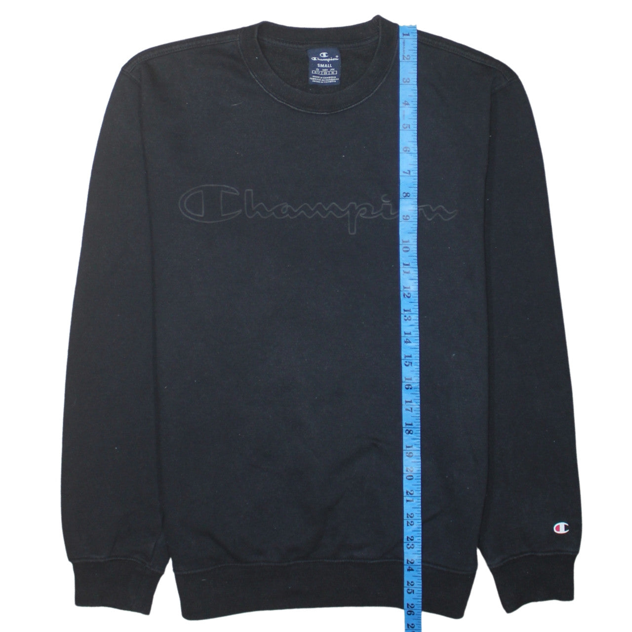 Champion Men's Black Small Crew Neck Fleece Pullover Sweatshirt