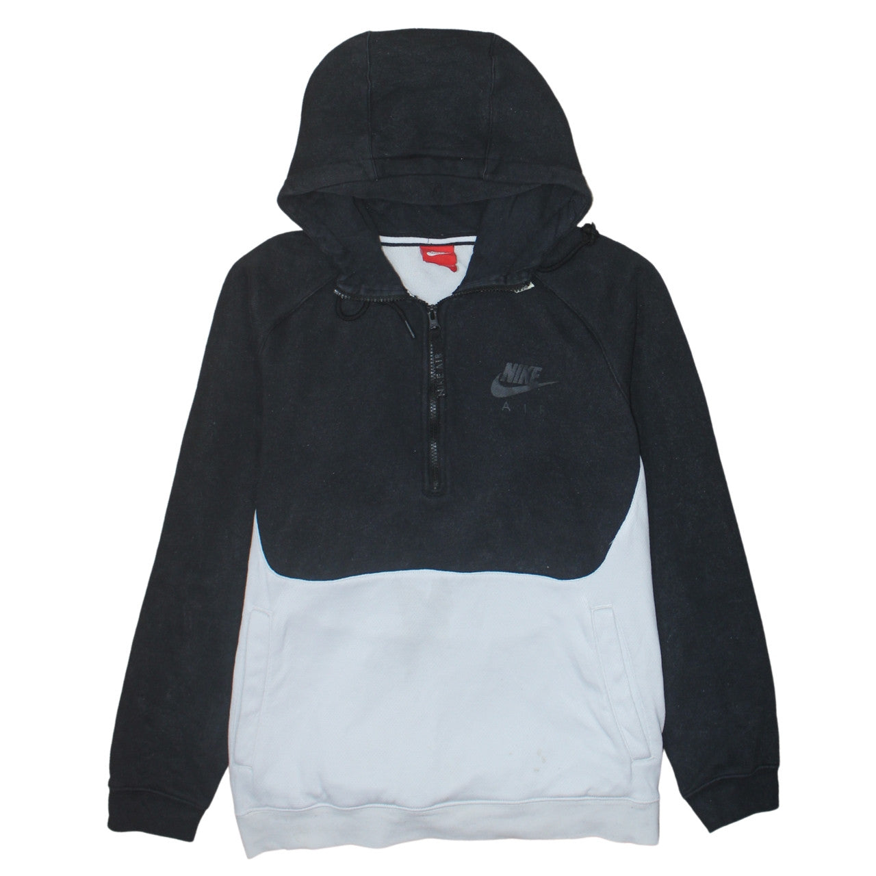 Nike Men's Black White 1/2 Zip Hoodie Air Logo Fleece M
