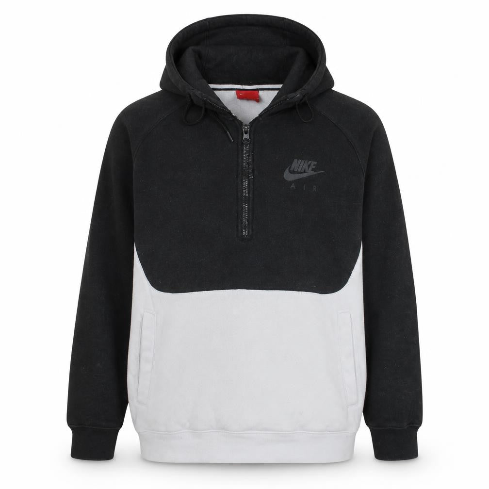 Nike Men's Black White 1/2 Zip Hoodie Air Logo Fleece M