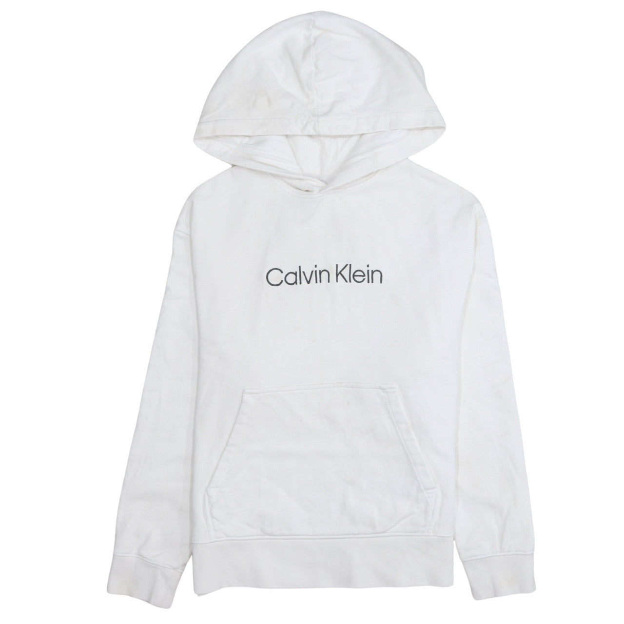Calvin Klein Men’s White Pullover Hoodie Medium Logo Cotton