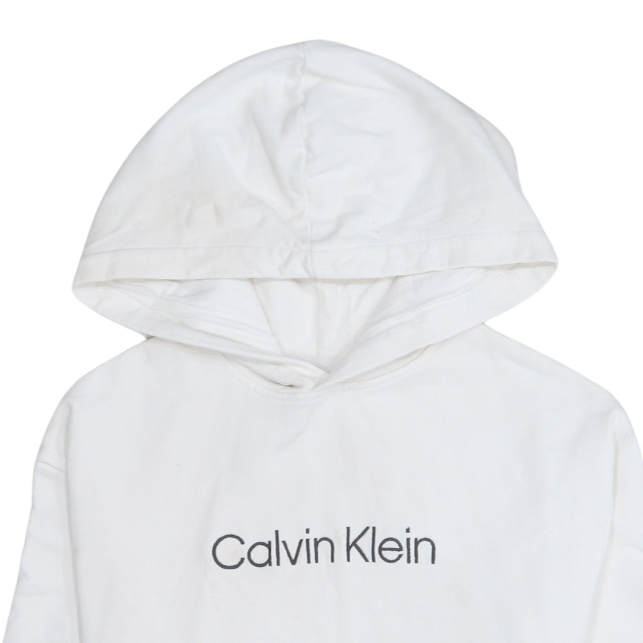 Calvin Klein Men’s White Pullover Hoodie Medium Logo Cotton