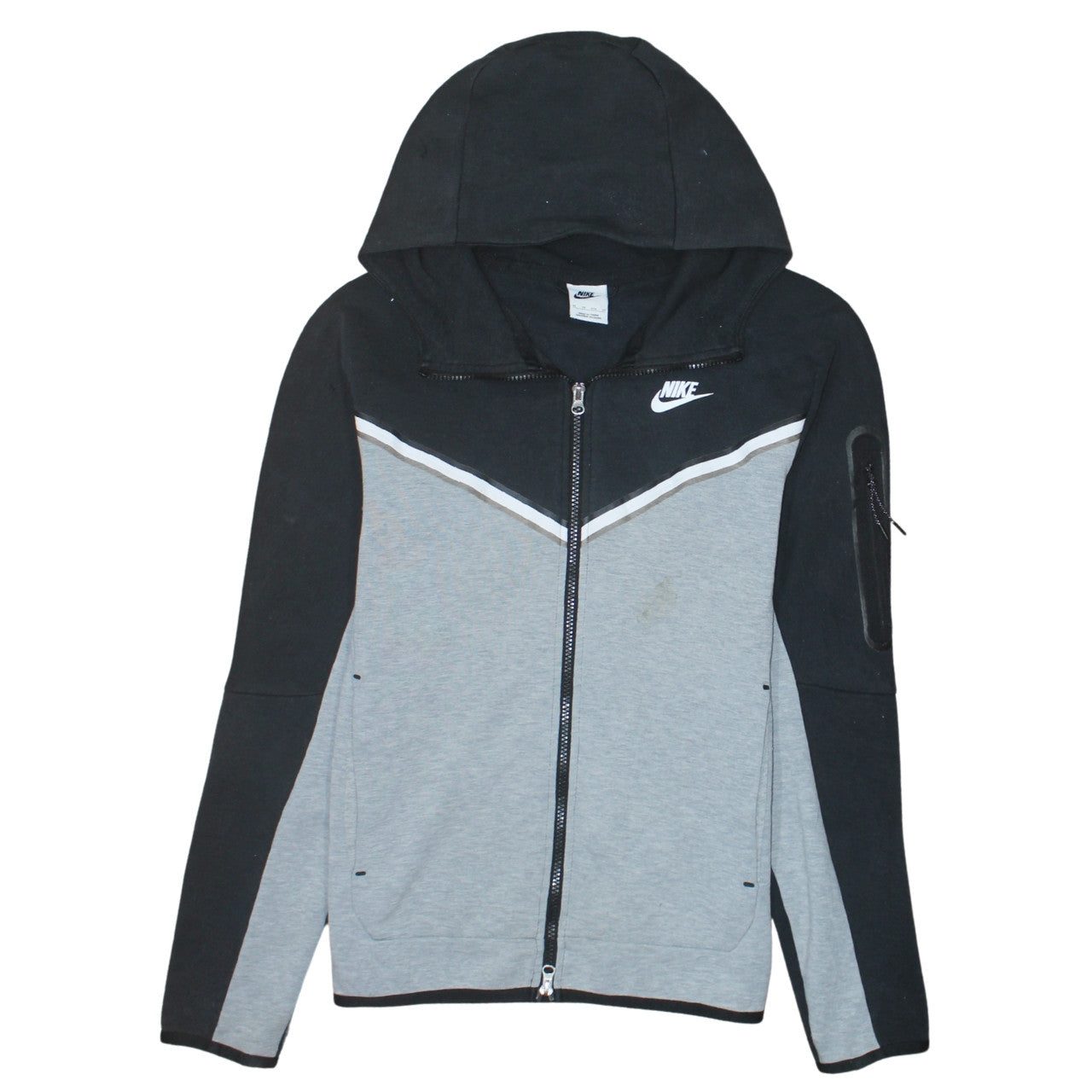 Nike Mens Grey Black Full Zip Hooded Sweatshirt XS