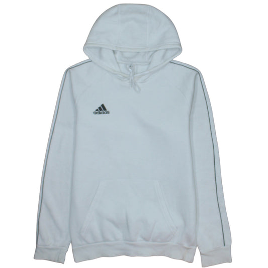Adidas Men's White Small Pullover Hoodie with Logo Detail