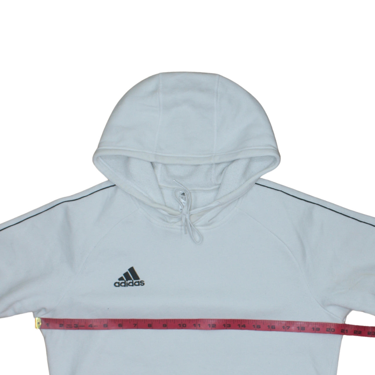 Adidas Men's White Small Pullover Hoodie with Logo Detail