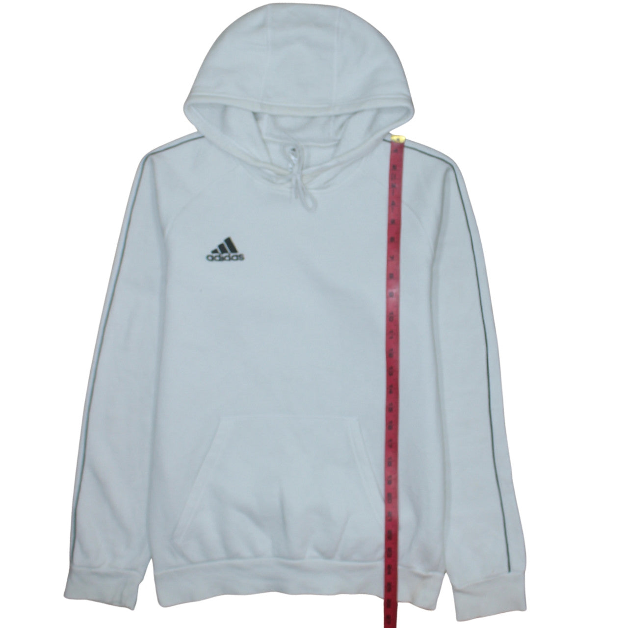 Adidas Men's White Small Pullover Hoodie with Logo Detail