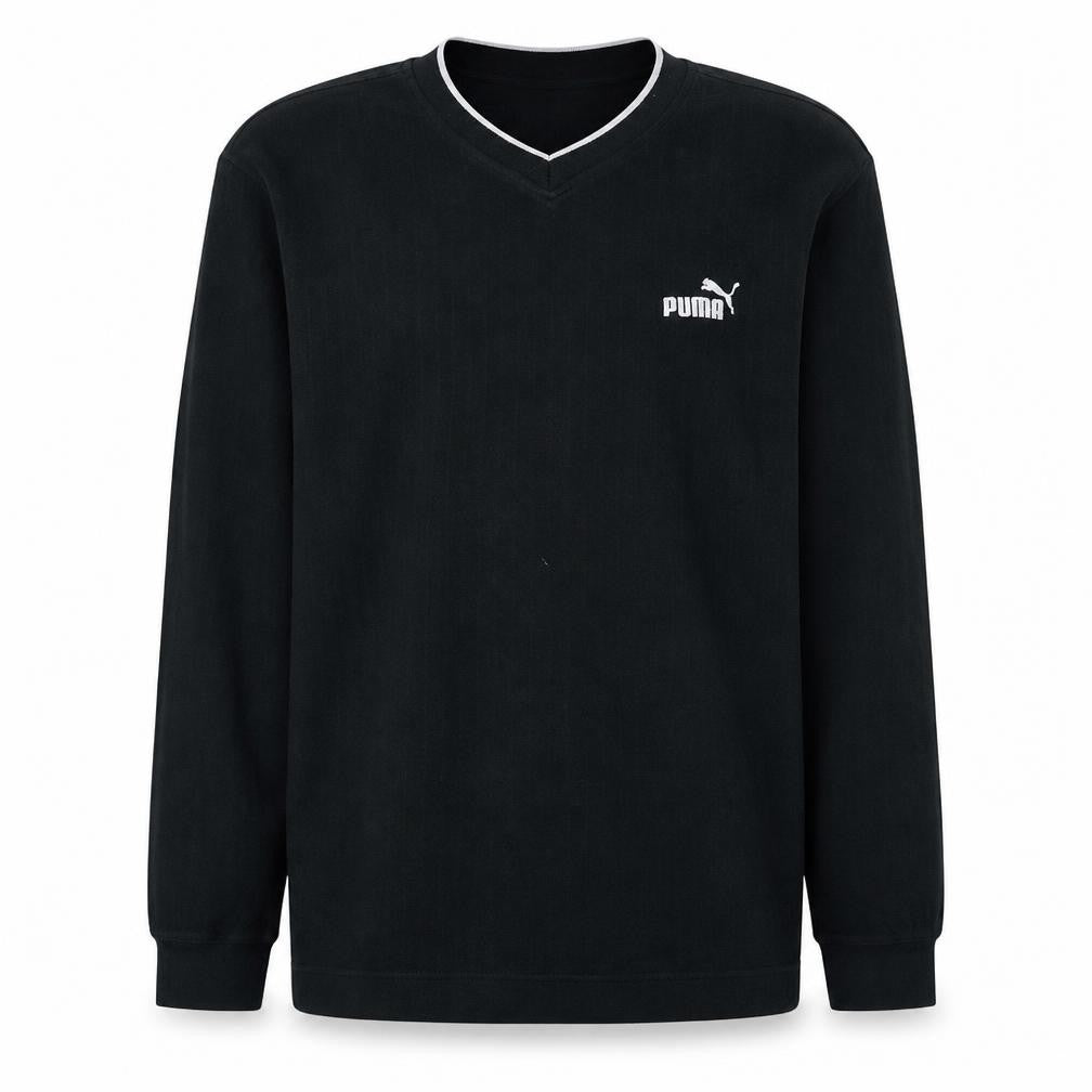 Front view of Puma Men's Black V-Neck Pullover Sweatshirt, size M