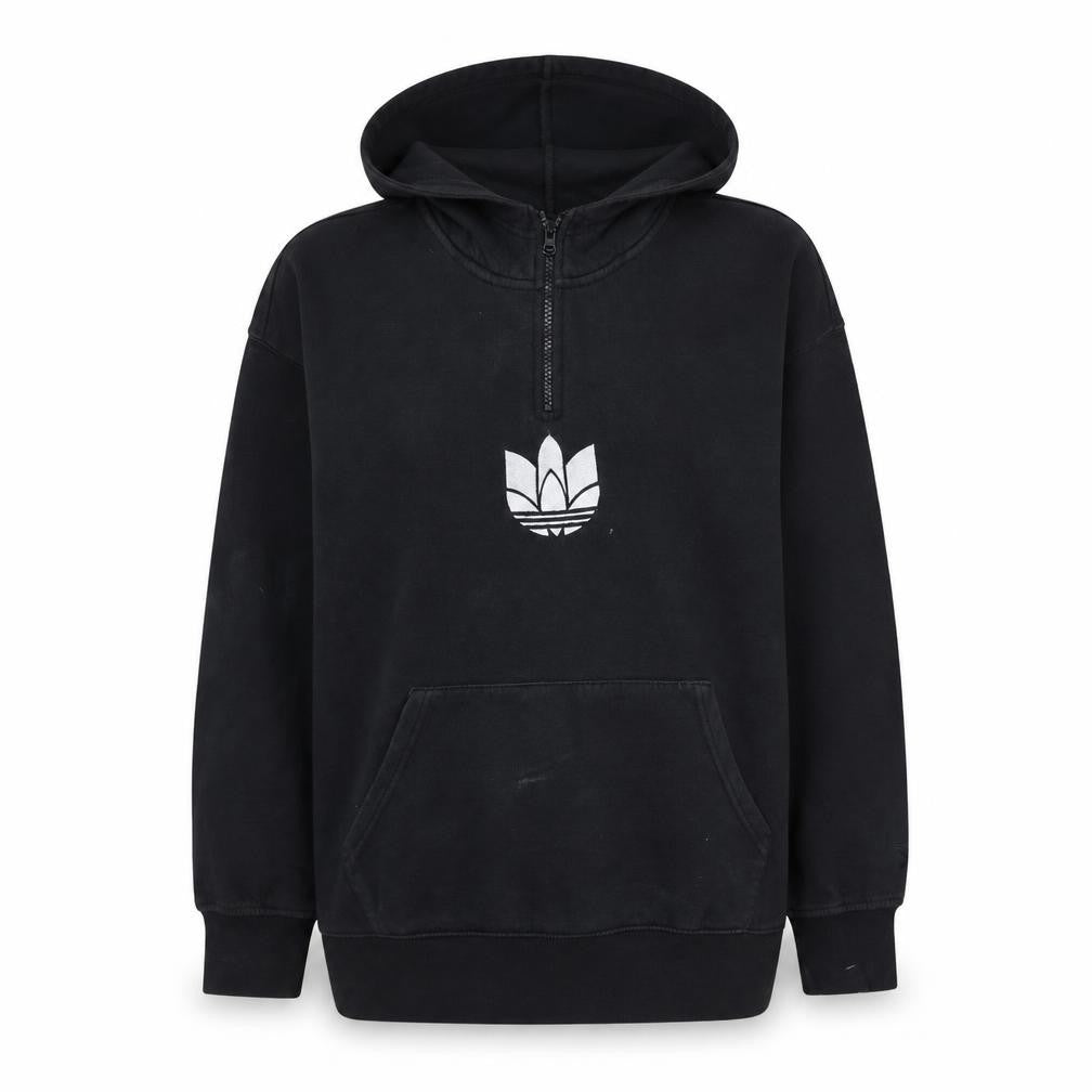 Adidas Womens Black 1/4 Zip Hoodie Sweatshirt Size 10 Cotton