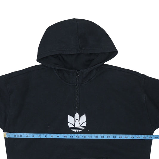 Adidas Womens Black 1/4 Zip Hoodie Sweatshirt Size 10 Cotton