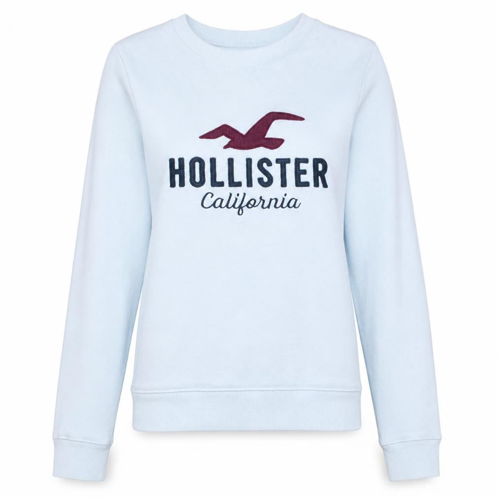 Hollister Women White XS Pullover Sweatshirt Logo Cotton Blend