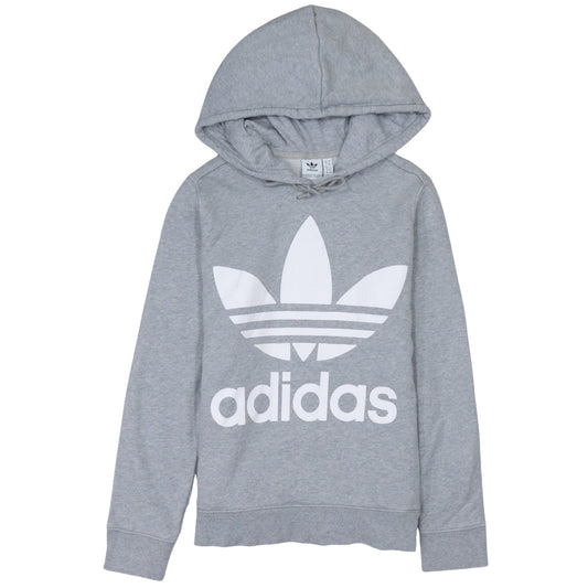 Adidas Womens Grey Hooded Pullover Hoodie UK 12