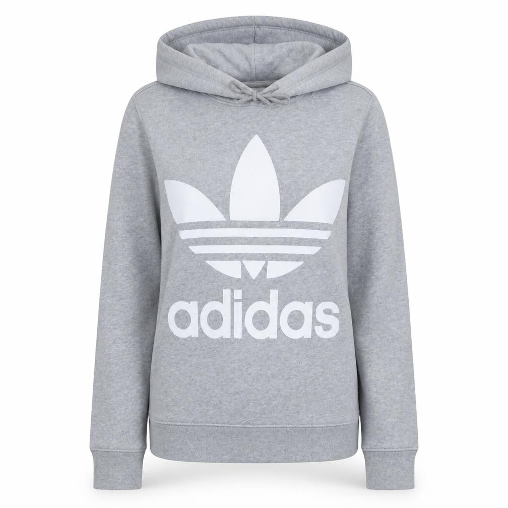 Front view of Adidas women’s grey hooded pullover hoodie uk 12