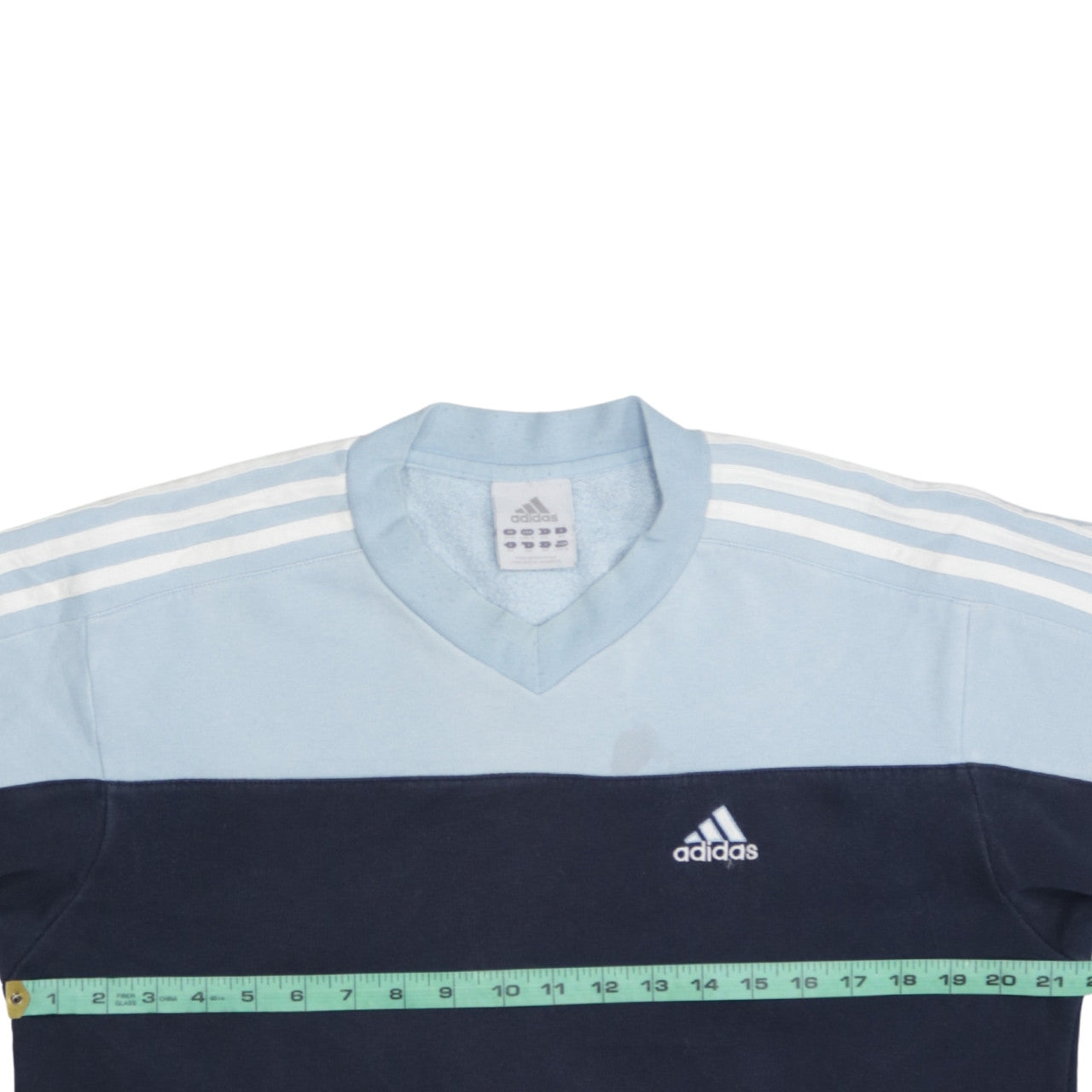 Adidas Boys Blue Colourblock V-Neck Pullover Sweatshirt Size 13-14 Years