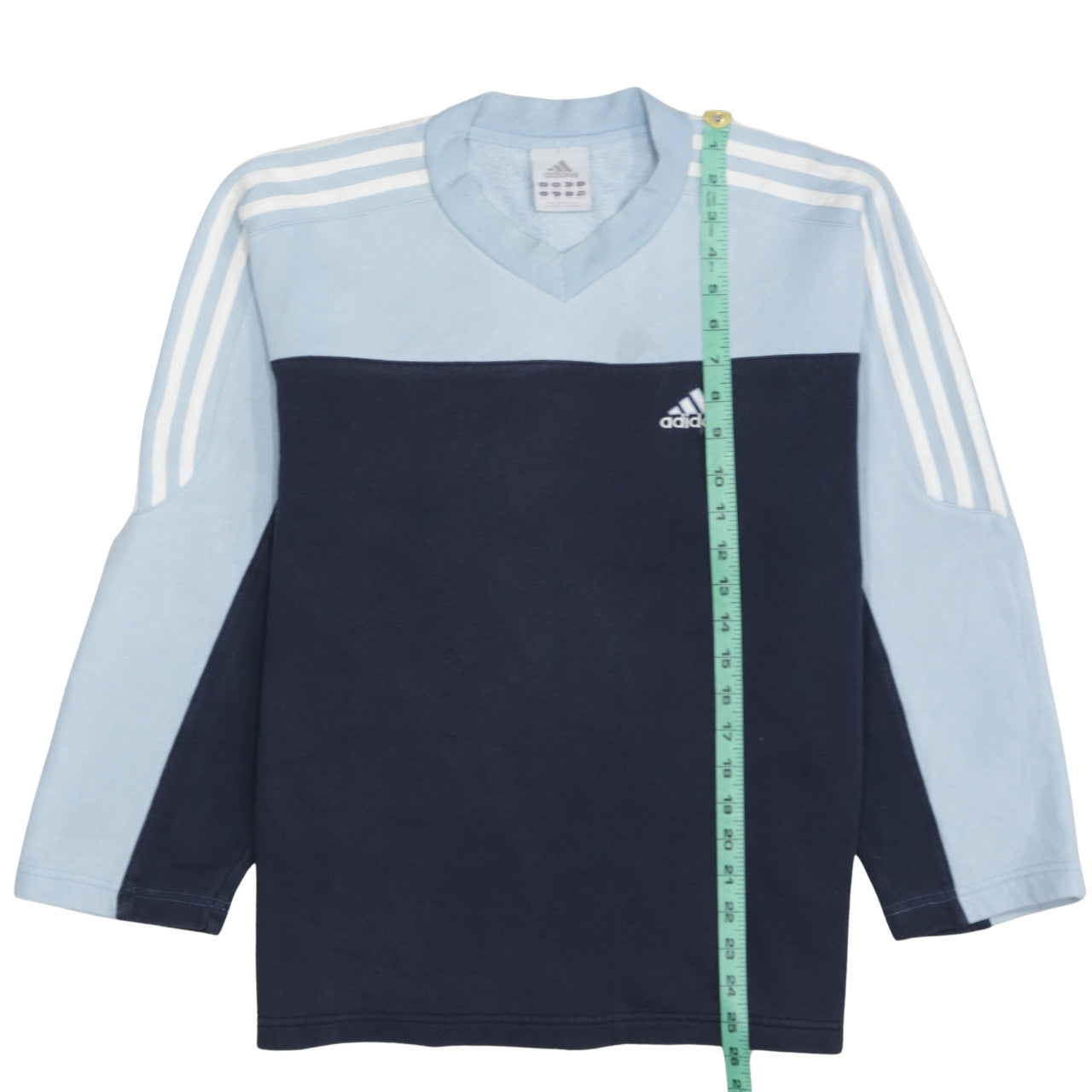Adidas Boys Blue Colourblock V-Neck Pullover Sweatshirt Size 13-14 Years