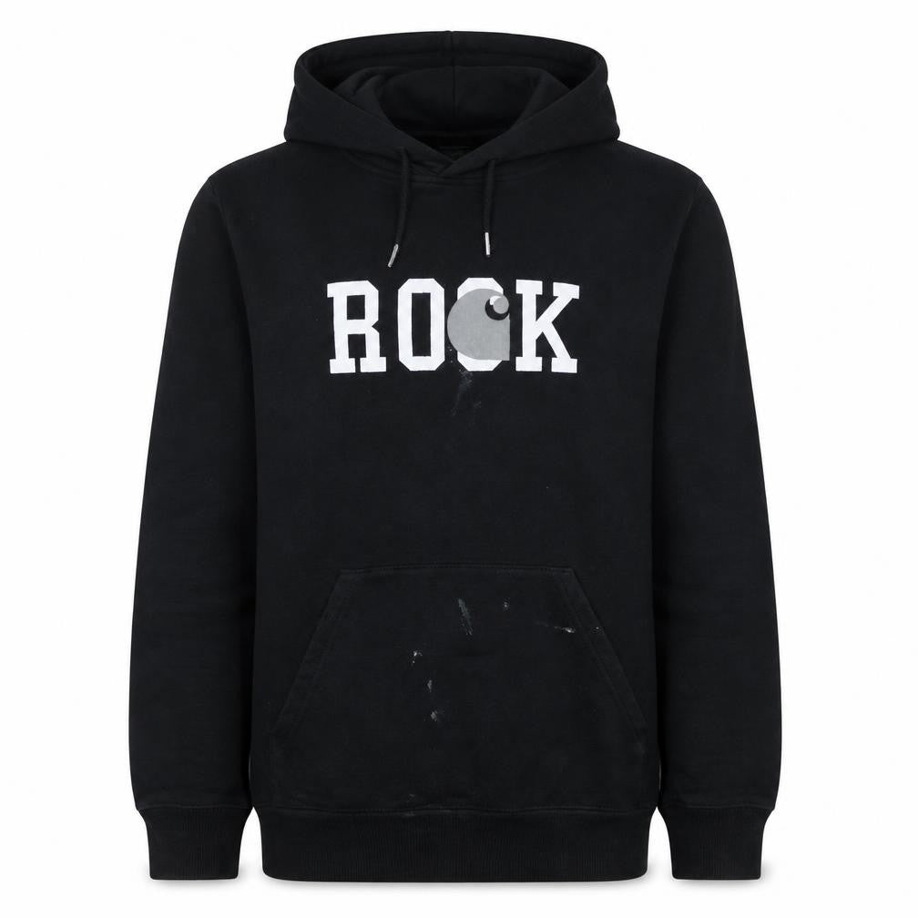 Carhartt Men’s Black Rock Pullover Hoodie Medium Graphic Fleece