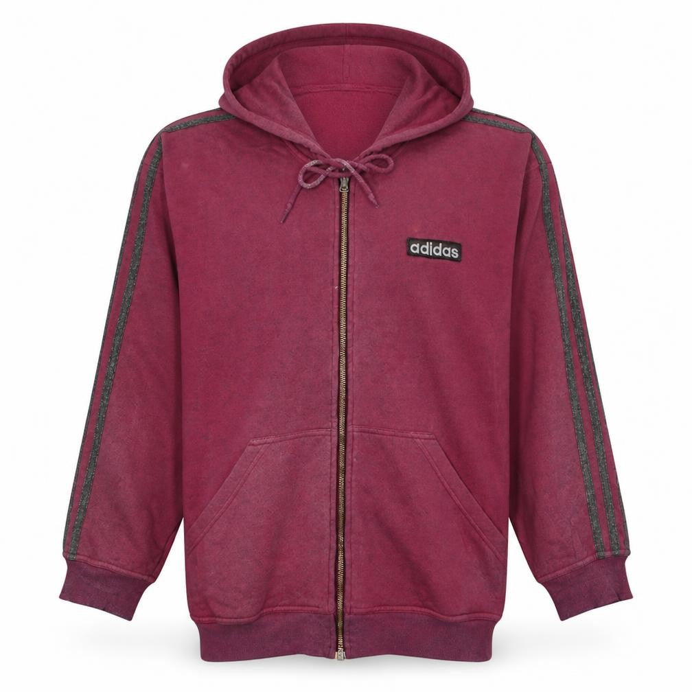 Front view of Adidas Men’s Purple Full Zip Hoodie, size M, Fleece Casual Sportswear