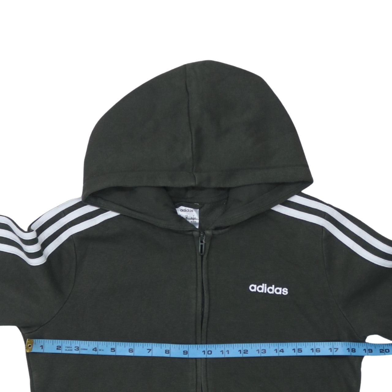 Adidas Women Black Full Zip Hoodie Size M Hooded Fleece Lined Sweatshirt
