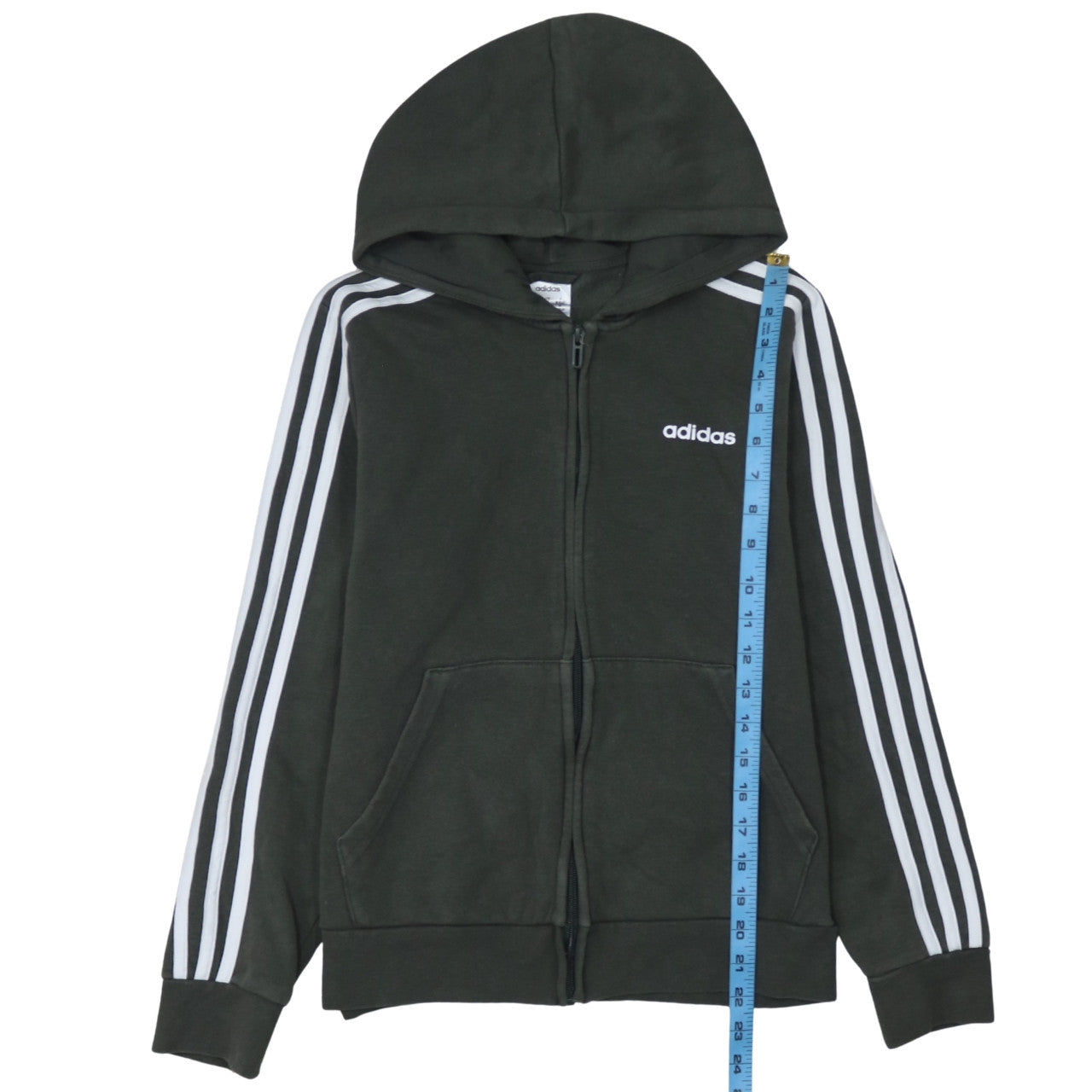 Adidas Women Black Full Zip Hoodie Size M Hooded Fleece Lined Sweatshirt