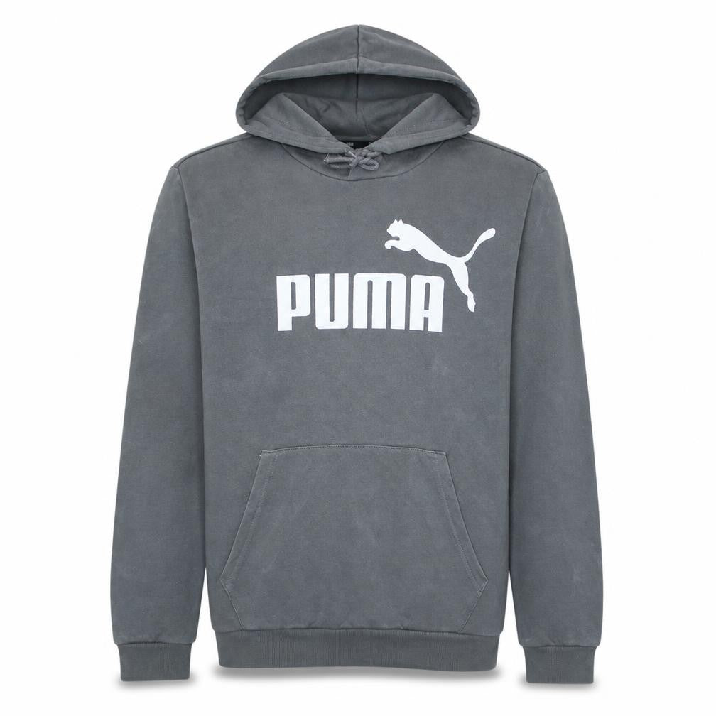 Front view of Puma men’s grey pullover hoodie small regular fit sports style