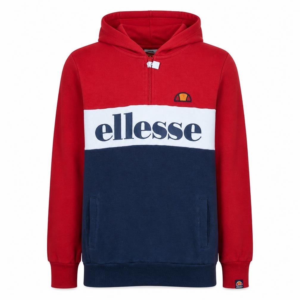 Ellesse Boys Red Blue Colourblock 12-13 Years Half Zip Hoodie Cotton Blend