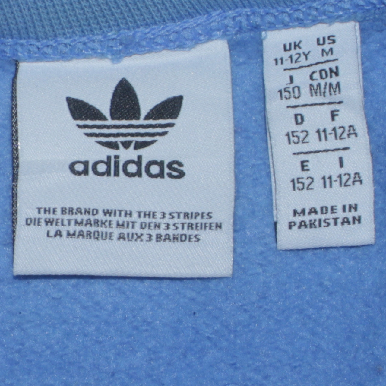 Adidas Boys Blue Crew Neck Pullover Sweatshirt Size 11-12 Years