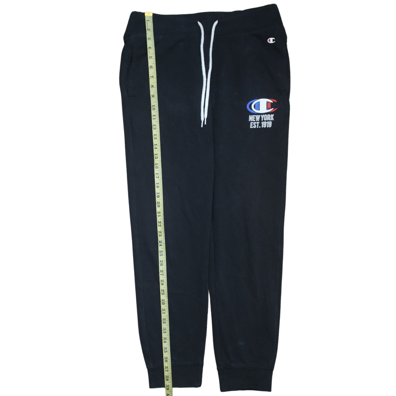 Champion Men's Black Medium Jogger Sweatpants Logo New York 1919