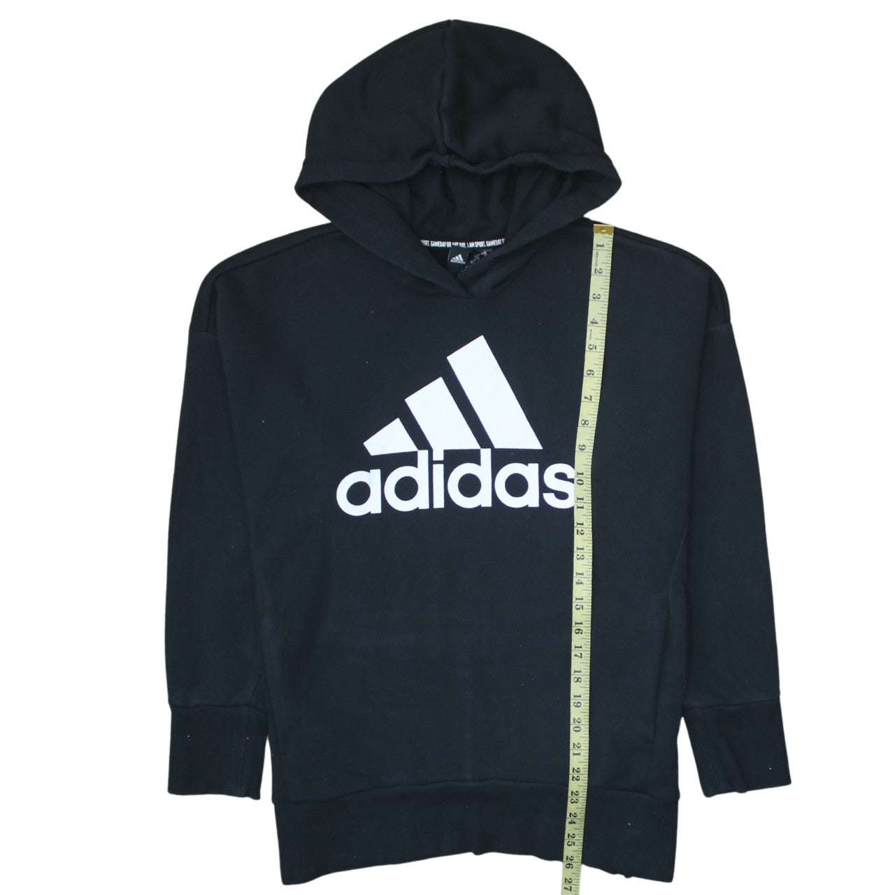 Adidas Women's Black Pullover Hoodie Size 12-14 Logo Cotton Blend
