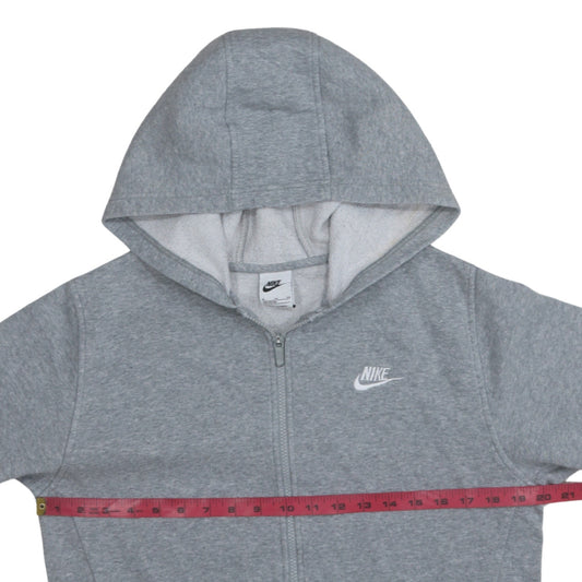 Nike Boys Grey Full Zip Hoodie XL 158-170cm Cotton Blend Zip Pocket