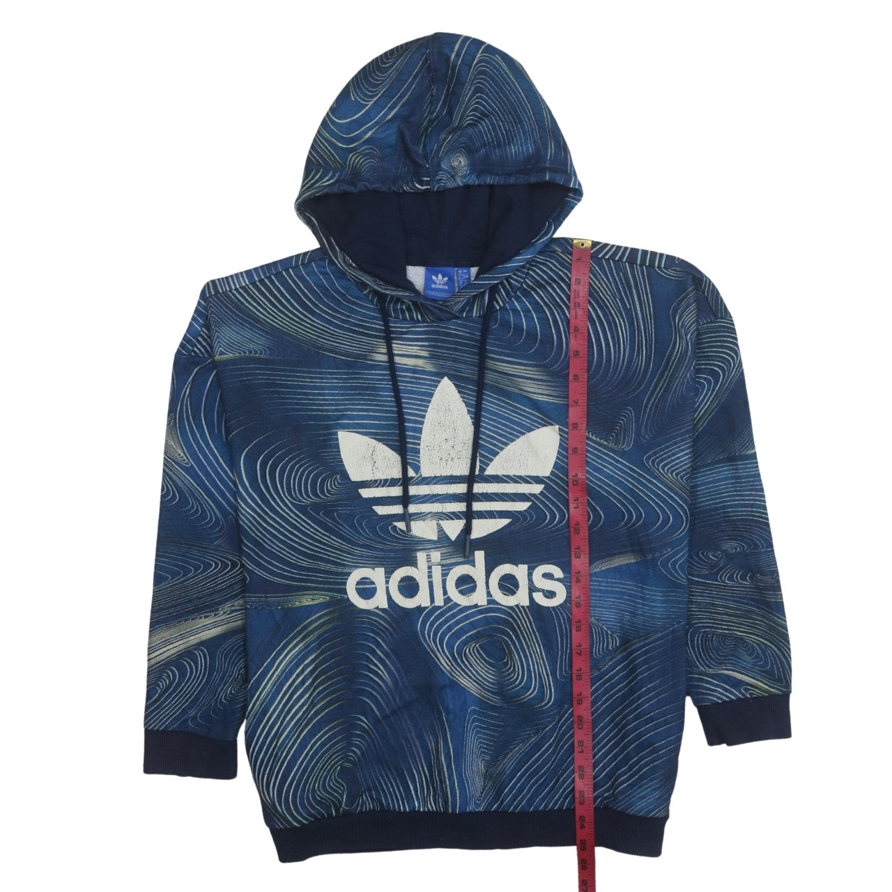 Adidas Womens Blue Graphic Pullover Hoodie Size 16