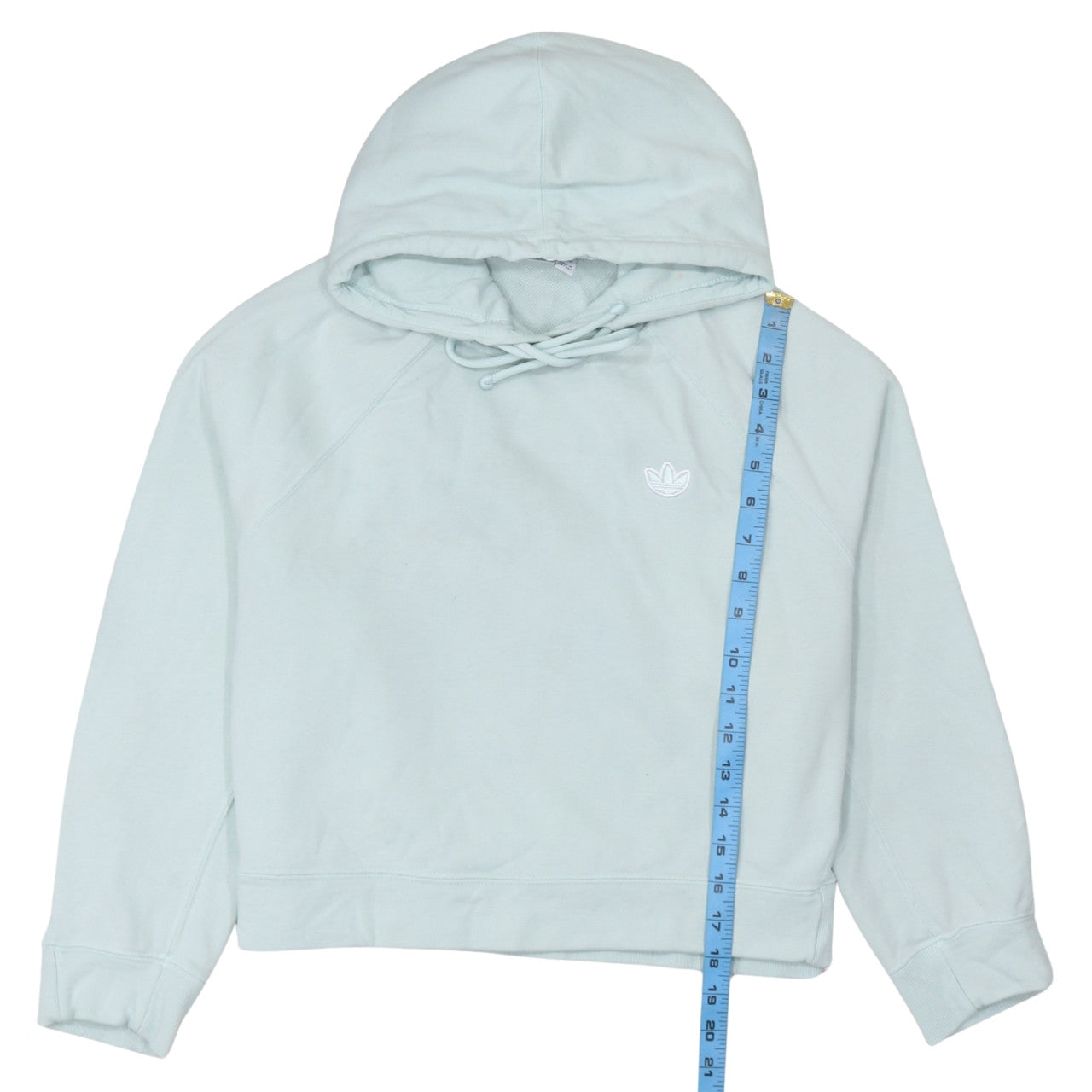 Adidas Women Mint Green Hooded Pullover Sweatshirt Size 8 Cotton Blend